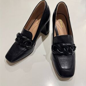 Cole Haan Women's Black Chain Loafers
